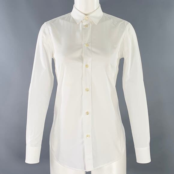 SAINT LAURENT Size 4 White Cotton Button Up Shirt - Picture 1 of 8